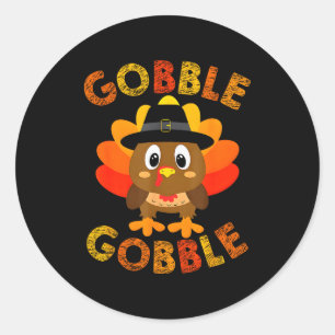 Schattige Gobble Gobble Kalkoen Lgrim Jonge Jongen Ronde Sticker