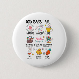 Schattige God Zegt Ik Ben Christelijke Jezus Geluk Ronde Button 5,7 Cm