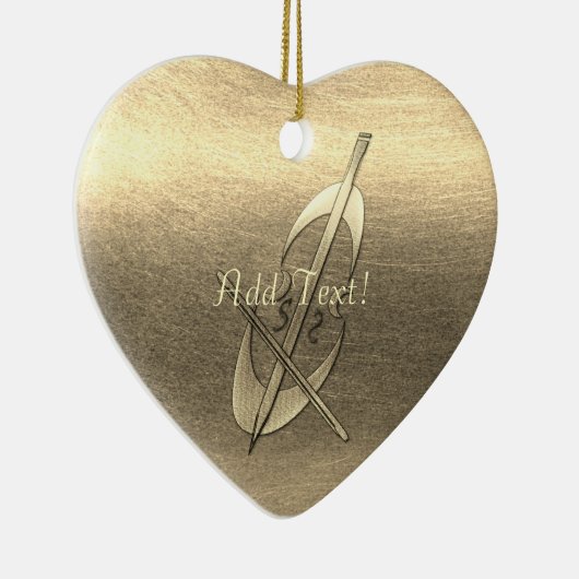 Schattige Gold Cello Muziek Tekst toevoegen Orname Keramisch Ornament (Rechts)
