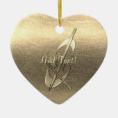 Schattige Gold Cello Muziek Tekst toevoegen Orname Keramisch Ornament (Voorkant)