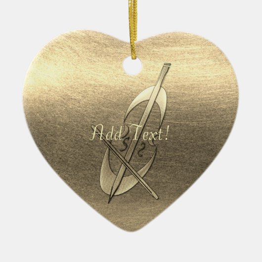 Schattige Gold Cello Muziek Tekst toevoegen Orname Keramisch Ornament (Voorkant)