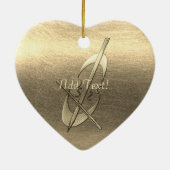 Schattige Gold Cello Muziek Tekst toevoegen Orname Keramisch Ornament (Achterkant)
