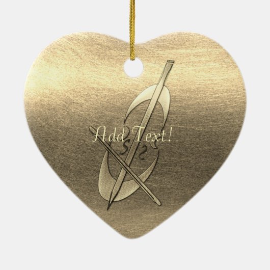 Schattige Gold Cello Muziek Tekst toevoegen Orname Keramisch Ornament (Achterkant)