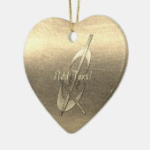 Schattige Gold Cello Muziek Tekst toevoegen Orname Keramisch Ornament (Links)