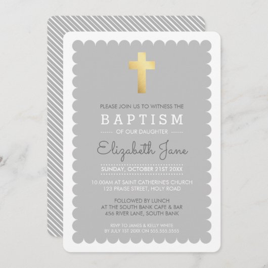 SCHATTIGE GOLD CROSS modern doopsel geschulpte ran Kaart (Voorkant / Achterkant)