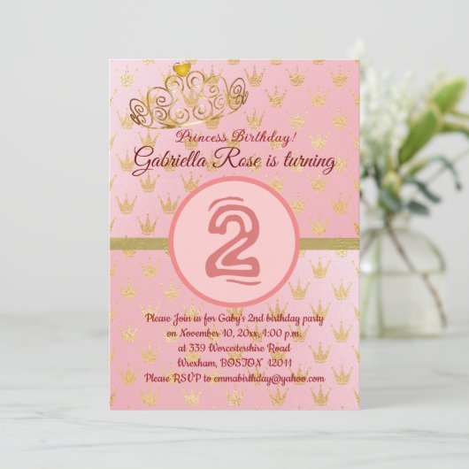 Schattige Gold Crowns Verjaardagsfeestje voor meis Kaart (Staand voorkant)