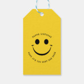 Schattige Gold Happy Face Verjaardag Cadeaulabel (Achterkant)