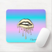 Schattige Gold Metallic Driving Lips Holographic Muismat (Met muis)