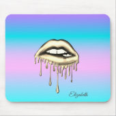 Schattige Gold Metallic Driving Lips Holographic Muismat (Voorkant)