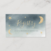 Schattige Gold Moon Stars Blue Registry baby showe Informatiekaartje (Voorkant)
