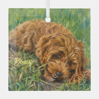 Schattige Golden Doodle Glas Ornament