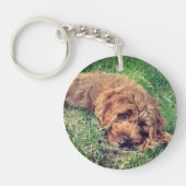 Schattige Golden Doodle Met Tekst Sleutelhanger (Voorkant)