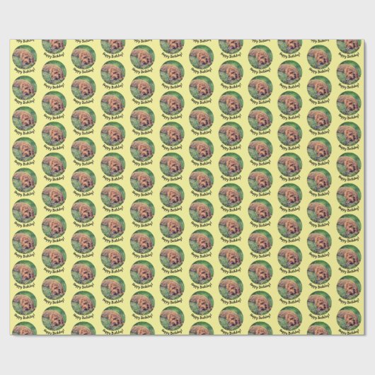 Schattige Golden Doodle Yellow Wrapping Paper Cadeaupapier (Vlak)