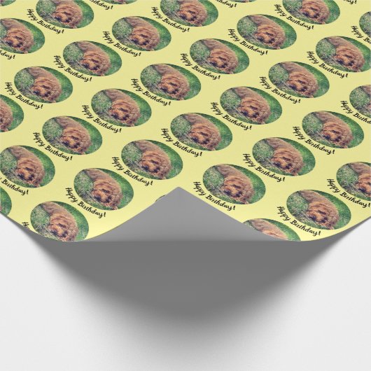 Schattige Golden Doodle Yellow Wrapping Paper Cadeaupapier (Hoek)