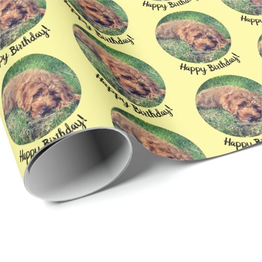 Schattige Golden Doodle Yellow Wrapping Paper Cadeaupapier (Rol Hoek)