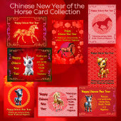 Schattige Golden Horse Chinees Nieuwjaar Briefkaar Feestdagenkaart