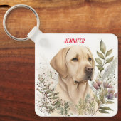 Schattige Golden Labrador Dog Sleutelhanger (Voorkant)