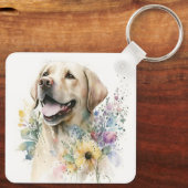Schattige Golden Labrador Dog Sleutelhanger (Achterkant)