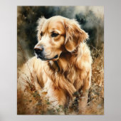 Schattige Golden Retriever Dog Art Print Poster (Voorkant)