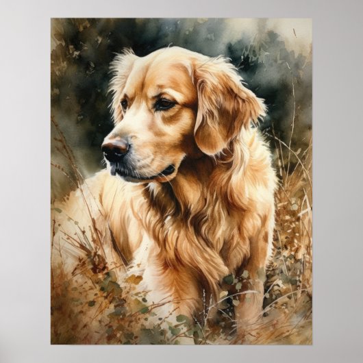 Schattige Golden Retriever Dog Art Print Poster (Voorkant)