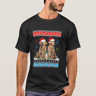 Schattige Golden retriever Dog Rendier Christmas U T-shirt