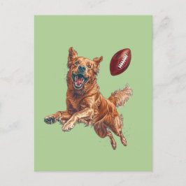 Schattige Golden Retriever Dog Spelen Football Briefkaart
