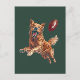 Schattige Golden Retriever Dog Spelen Football Briefkaart