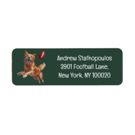 Schattige Golden Retriever Dog Spelen Football Etiket