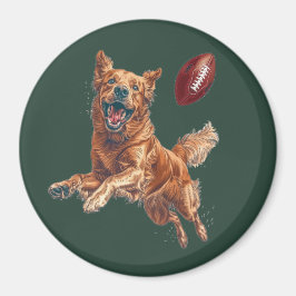 Schattige Golden Retriever Dog Spelen Football Magneet