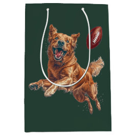 Schattige Golden Retriever Dog Spelen Football Medium Cadeauzakje