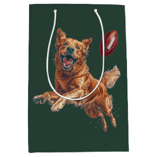Schattige Golden Retriever Dog Spelen Football Medium Cadeauzakje