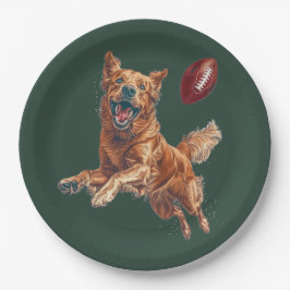 Schattige Golden Retriever Dog Spelen Football Papieren Bordje