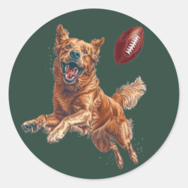 Schattige Golden Retriever Dog Spelen Football Ronde Sticker
