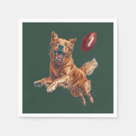 Schattige Golden Retriever Dog Spelen Football Servet