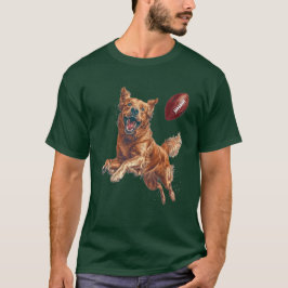 Schattige Golden Retriever Dog Spelen Football T-shirt