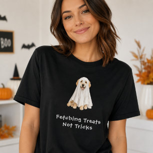Schattige Golden Retriever Halloween Geest T-shirt