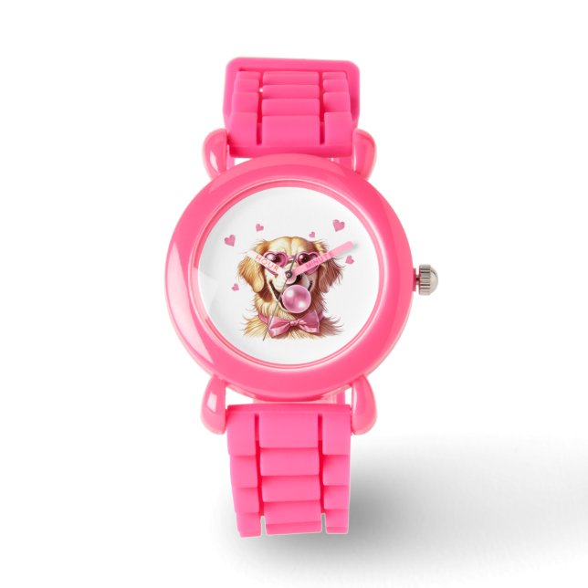 Schattige Golden Retriever Kinderen Horloge (Voorkant)