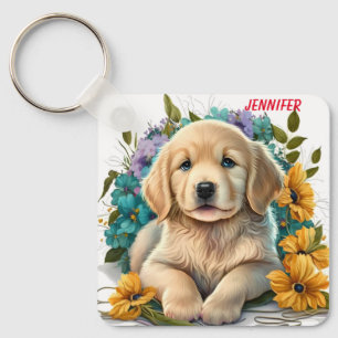 Schattige Golden Retriever Puppy Dog Sleutelhanger