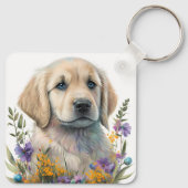 Schattige Golden Retriever Puppy Dog Sleutelhanger (Achterkant)