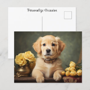  Schattige Golden Retriever Puppy Hondenportret Briefkaart