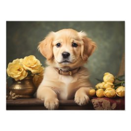  Schattige Golden Retriever Puppy Hondenportret Foto Afdruk