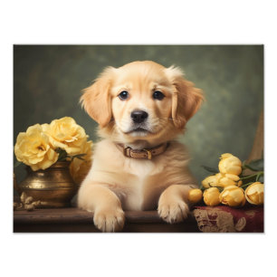  Schattige Golden Retriever Puppy Hondenportret Foto Afdruk