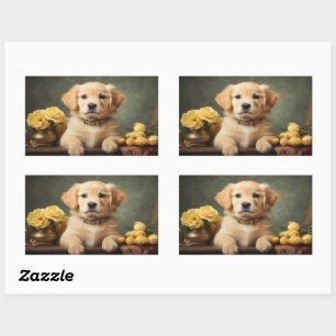 Schattige Golden Retriever Puppy Hondenportret Rechthoekige Sticker