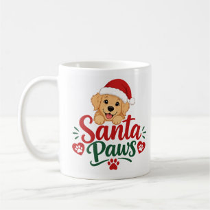 Schattige Golden Retriever Santa Paws Puppy Kerstm Koffiemok