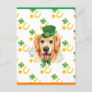 Schattige Golden Retriever Shamrock St. Patrick's  Feestdagenkaart