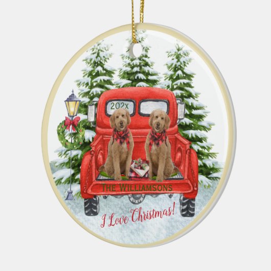 Schattige Goldendoles  Red Truck Ornament (Links)