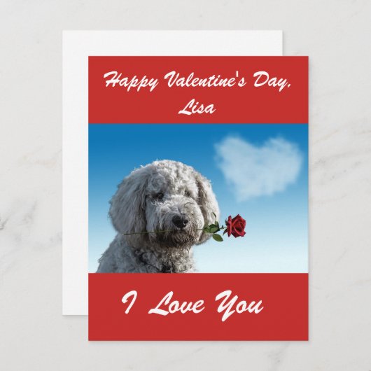 SCHATTIGE GOLDENDOODLE Aangepaste VALENTIJN Feestdagenkaart (Voorkant / Achterkant)