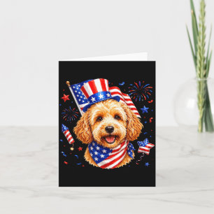 Schattige Goldendoodle Amerikaanse Vlag 4 juli Man Kaart