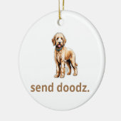 Schattige Goldendoodle Dog "Send Doodz" 2 Keramisch Ornament (Links)