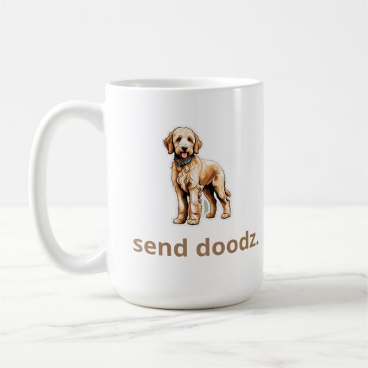Schattige Goldendoodle Dog "Send Doodz" 2 Koffiemok (Links)